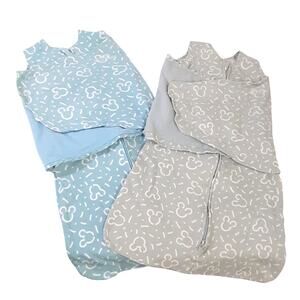 Halo Sleep Sack Swaddles Disney Baby Mickey Mouse 2pc Blue & Gray Gender Neutral